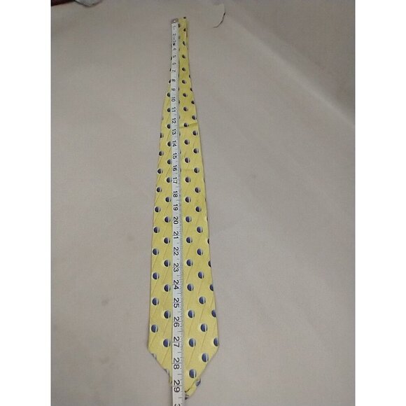 Ermenegildo Zegna Men's 100% Silk Italy Yellow & Blue Geometric Tie Necktie - Picture 8 of 8